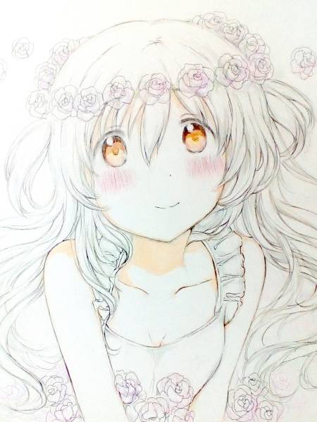 同人手描きイラスト色紙 【魔法少女まどか☆マギカ】百江なぎさ(手描き