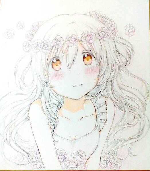 m*可様 ✴︎ ホワイトデー ✴︎　手描き　イラスト　色紙 同人手描きイラスト色紙 【魔法少女まどか☆マギカ】百江なぎさ(手描き