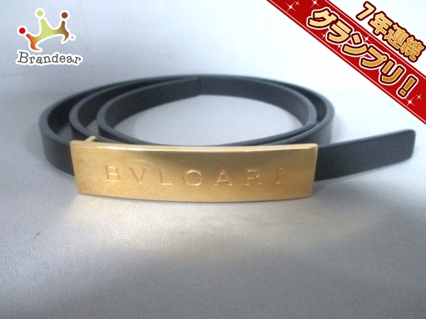 ブルガリ ベルト 美品 黒×ゴールド レザー×金属素材 BVLGARI | PIYAROM.IR