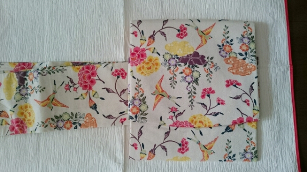 沖縄 紅型風 作り帯 二部式帯 鳥 花