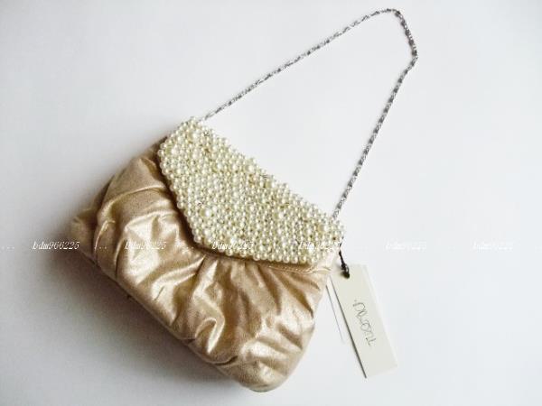 プチメゾン新品ゴールド箔パールパーティーバッグスコットクラブ