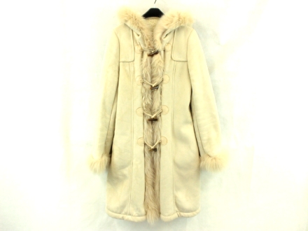 中古品 Debut de Fiore ファー付 コート ベージュ 38