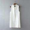 2016春夏新作レディースお洒落ジレ通勤ロングベストHC73白M