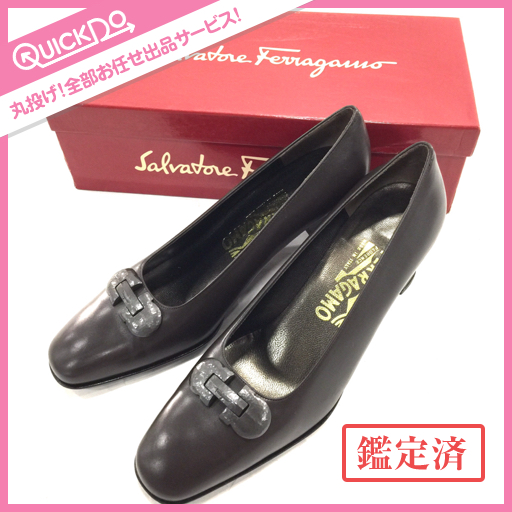 1円 サルヴァトーレフェラガモ ヒールパンプス 7 保存箱付き