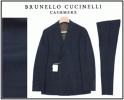 72万新品◆50=M~L◆ブルネロクチネリ 紺ダブルチェックスーツ