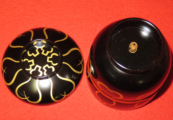 ◇茶禅]茶懐石 箸洗「黒真塗六瓢蒔絵小吸物椀」