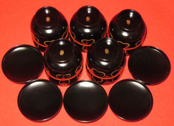 ◇茶禅]茶懐石 箸洗「黒真塗六瓢蒔絵小吸物椀」