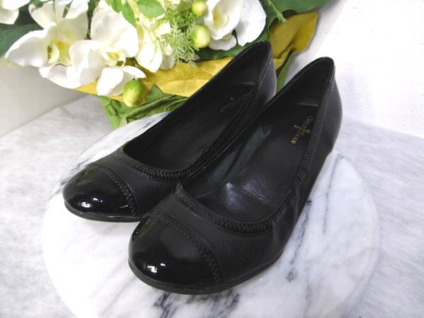 中古コールハーンラウンドトゥパンプスウェッジソール黒8Ｂ/25cm