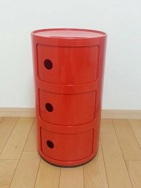 中古 Kartell カルテル コンポニビリ Componibili レッド 3段 Kartell