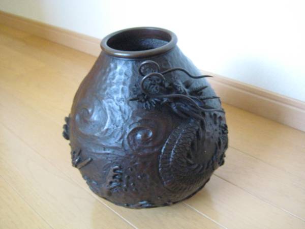 龍 花器 中国 中国美術 オブジェ 五 珍品 中国古玩 置物 飾台付 七宝焼 竜