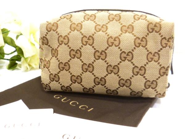 Y◆グッチ GUCCI/超美品！人気のGG柄！キャンバス地ポーチ/茶