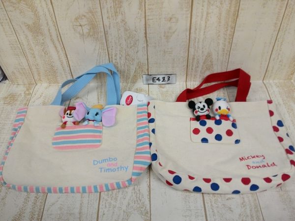 ダンボ&ティモシー&ドナルド他 トートバッグ2点 約20×26cm E4Z3