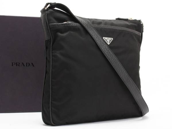 1円 美品 プラダ ショルダーバッグ メンズ ビジネス レザー 革