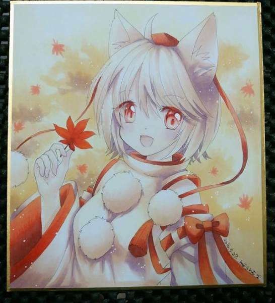 ◇紅葉 東方 同人手描きイラスト◇ミニ色紙(手描きイラスト)｜売買され
