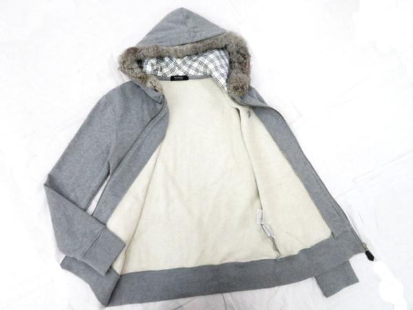 BURBERRY BLACK LABEL ファー付きパーカー サイズ2 良品○バーバリーブラックレーベル リアルファー付き パーカー
