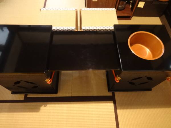 茶道具　立礼棚　御園棚　椅子２脚
