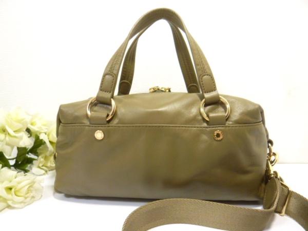 Y◆ラシット/美品！ショルダー付 本革ハンドバッグ/カーキ