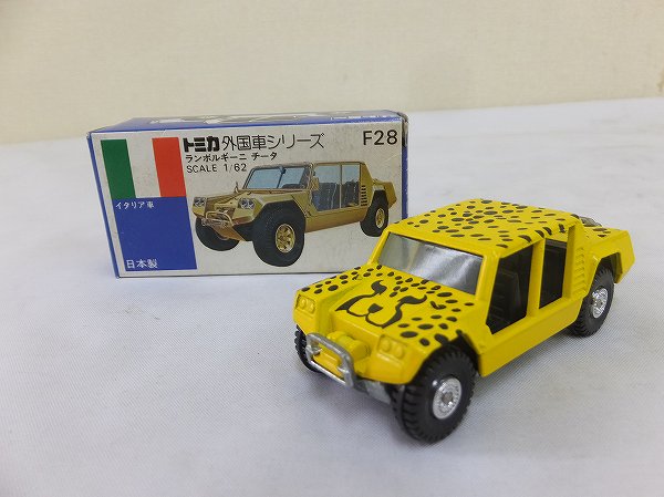 トミカ青箱外国車シリーズ　F28 ランボルギーニ　チータ 新作入荷，得価 開封トミカ青箱 F28ランボルギーニ チータ/日本製