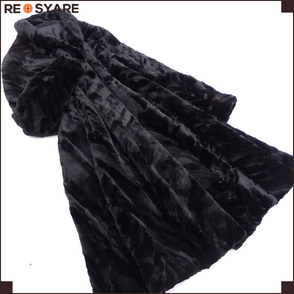 美品*シェアード*ミンク*本毛皮*デザイン*ロング*コート*15961