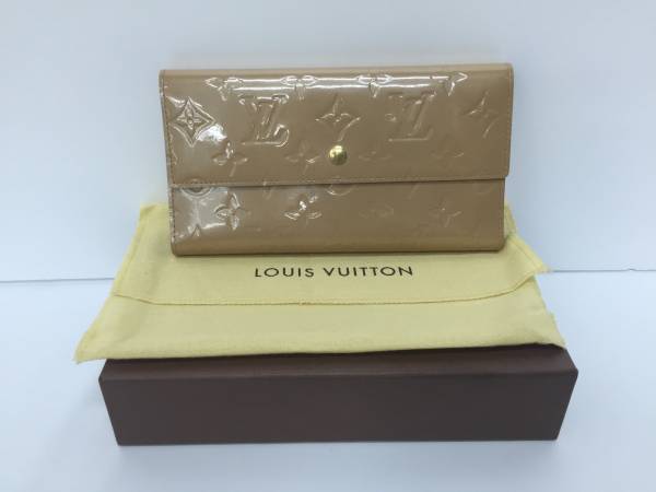 1円★【ヴィトン】ヴェルニライン 三つ折り長財布 Ｍ91163