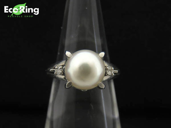 1円 Pt900×アコヤ真珠×ダイヤモンド リング HG709