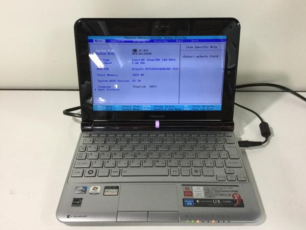 ジャンク!TOSHIBA UX/24MBL○Atom N455 1.66G 1G 250G ノートブック