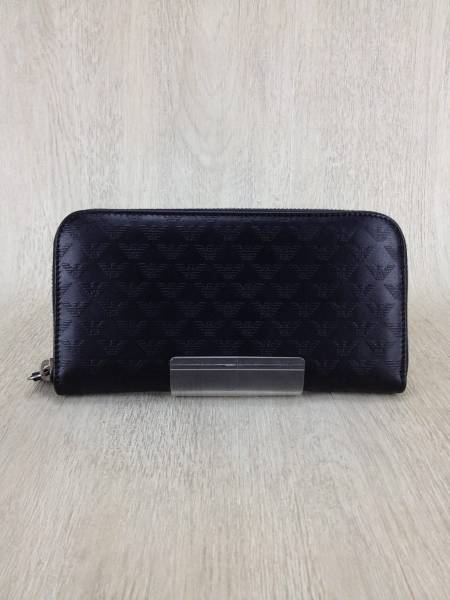 EMPORIO ARMANI◆長財布/BLK/牛革/メンズ/箱有