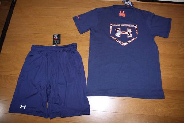 未使用アンダーアーマースポーツ野球上下セットYXL160cm紺橙