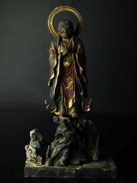 魁】仏教美術 桃山～江戸期 玉眼 木彫彩色 鬼子母神 鬼形