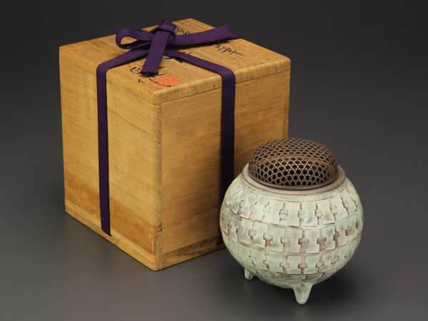 【流】美術品 今井政之 銀火屋香炉 共箱 II297