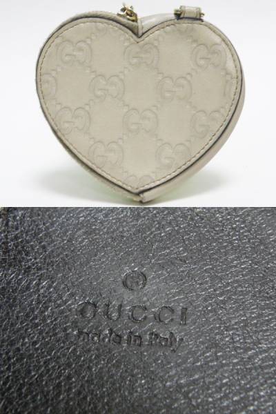 GUCCI グッチ コインケース ハート型 グッチシマ GG柄 白