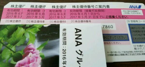 ＡＮＡ株主優待券4枚セット　グループ優待券付き2017年5月31日迄_1