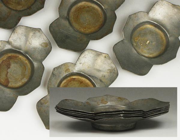 【源・h】時代唐物 剣先形 時代物茶托 五客