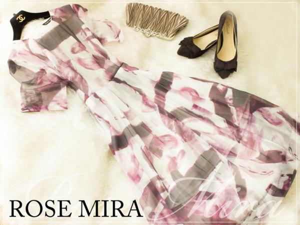 プリントシフォンワンピース結婚式　二次会　パープル9号 T1266