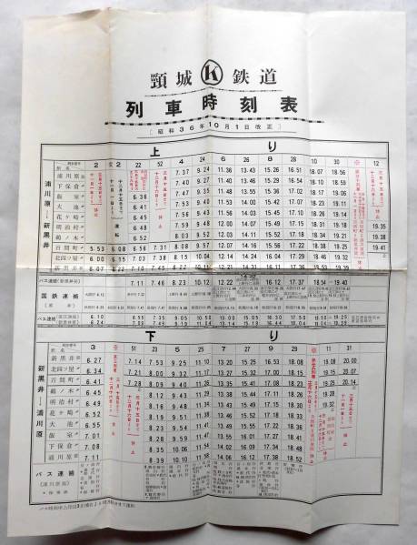 頸城鉄道列車時刻表/昭和36.10.1改正