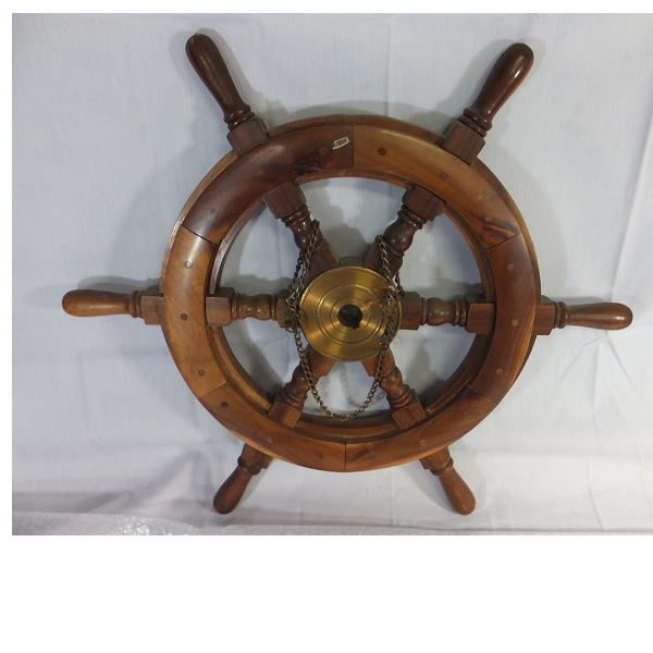 【Y12/K】船舵 操舵輪 舵 船舶 レトロ アンティーク 木製 Φ40_1