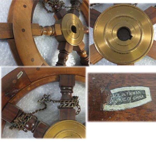 【Y12/K】船舵 操舵輪 舵 船舶 レトロ アンティーク 木製 Φ40_2