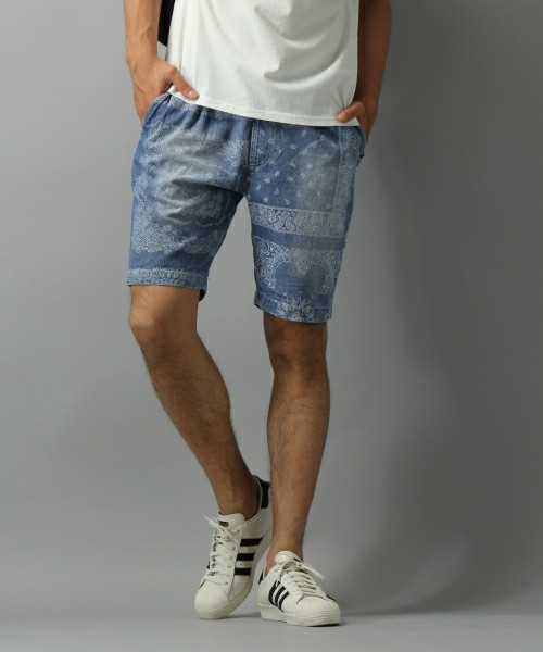 最新作 ベイフローインディゴバンダナ柄ショートパンツ M RHC