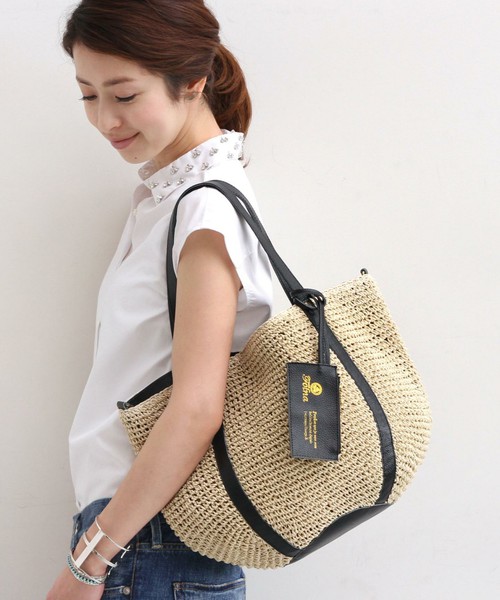 BEAUTY&YOUTH UNITED ARROWS ペーパー×レザートート カゴバック