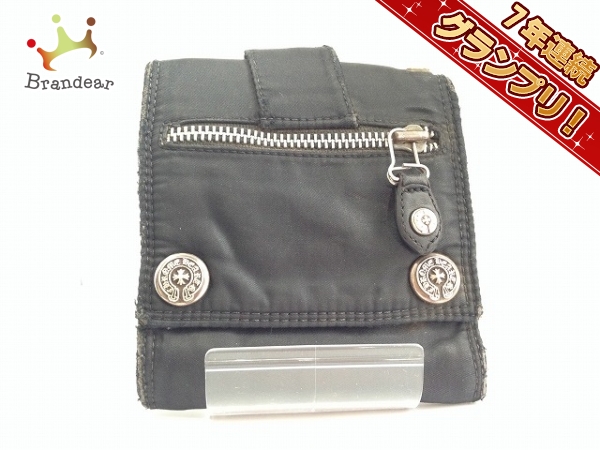 クロムハーツ 3つ折り財布 シルバー×黒 ナイロン Chrome hearts