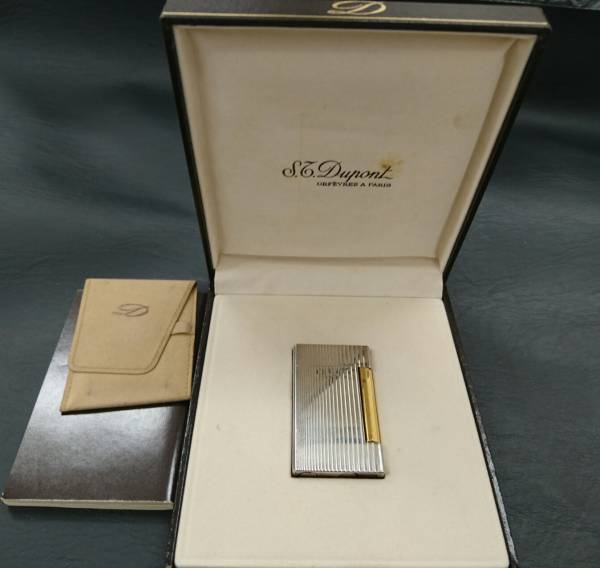 NN★　デュポン　ガスライター　銀メッキ　高級感　お洒落　箱付