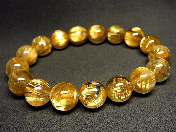 高品質g2500円☆黄金【タイチンルチル】水晶ブレスL☆13mm