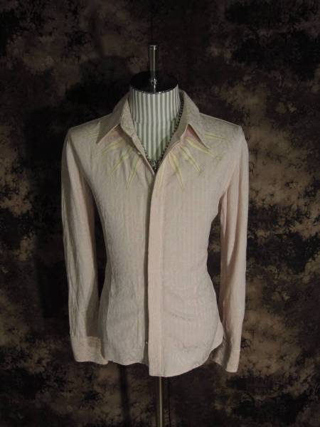 (定価41040)バックラッシュBACKLASH・ジャガードペーズリー柄 製品染め＋カーフレザーボンディングシャツ