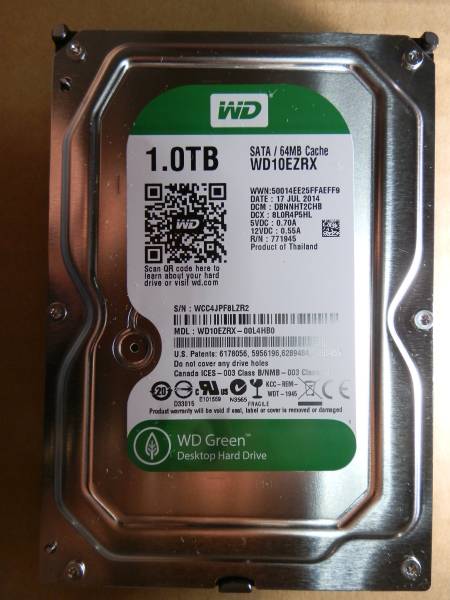 ★使用17時間★WesternDigital WD10EZRX★1.0TB/3.5/SATA/HDD