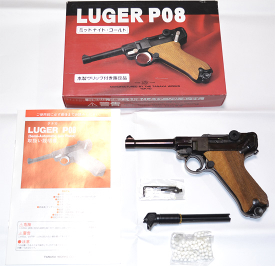 タナカ Luger P08 ミッドナイト ゴールド 木グリ 付 限定品 レア