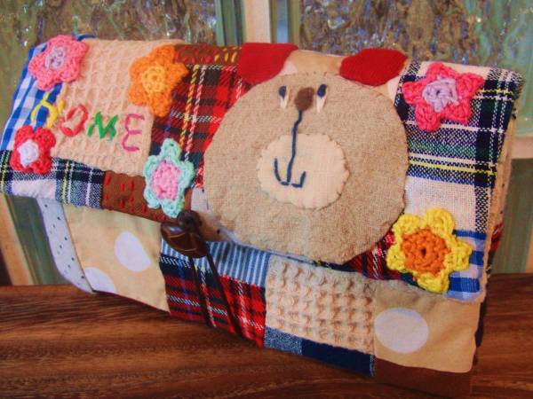 ハンドメイド★くまさん★長財布★パッチ★通帳もカードも沢山★