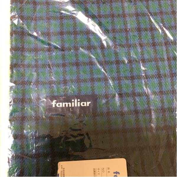 新品 未開封品 ファミリア マフラー Ｌ 青いチェック