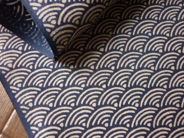布地ws*計10m♪和柄青海波コットン/紺