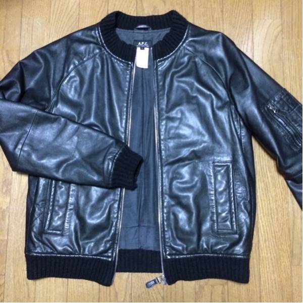 アーペーセー apc レザー MAー1 ボンバージャケット M 黒