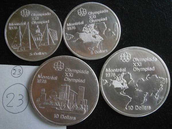 モントリオールオリンピック銀貨　４種４枚　１４５ｇ　２３
